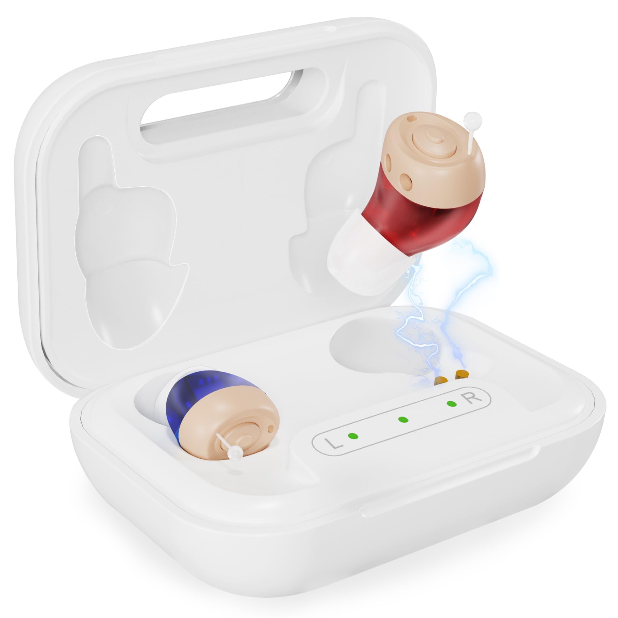 Photo 1 of CUEME Hearing Aids for Seniors - OTC Hearing aids with Smart Noise Cancelling Chip, Clear Sound, Up to 48 Hours of Battery Life, 4 Sizes of Earbuds, Portable Charging Case Included, Automatic On/Off
