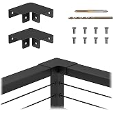 BLIKA 2 Pack Handrail Connector Fittings, Black Powder Coated Aluminum 90 Degree Sleeve for Deck Stair Cable Railing Rectangular Handrail, Corner Connectors for Hand Rail