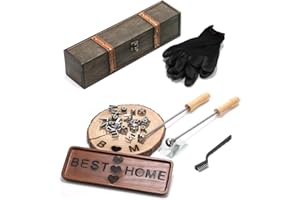 AIMOADO 1 Inch 26 Pcs Letter Branding Iron for Wood, Hats, Leather & Food, Branding Letters for BBQ Steak Bread Cookies & Personalized Gifts, with Wooden Box and 2 Handles (1" Alphabet A-Z)