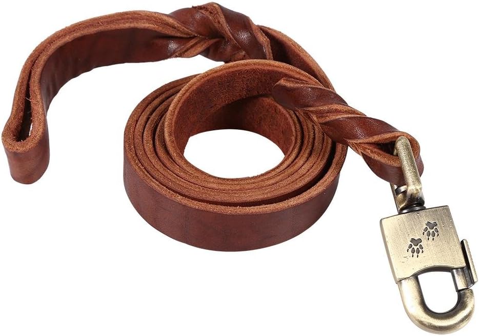 Soft Braided Leather Dog Leash and Collar Set, 2.5cm Width Training Lead for Dogs Walking and Training (2.5 x 150cm) - Image 3