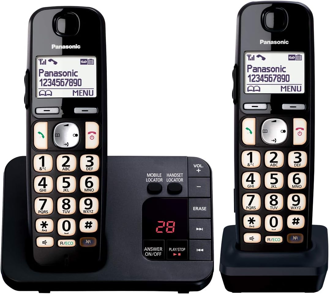 Panasonic KX-TGE722 Big Button DECT Cordless Telephone with Nuisance Call Blocker & Digital Answering Machine (Twin Handset Pack)