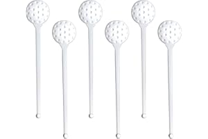 ROYER CORPORATION Golf Coffee and Cocktail Stirrers, Reusable Plastic Drink Stirrer Sticks, 24 Swizzle Sticks, Use as a Garnish or Cocktail Mixers, Clubhouse and Golf Decorations and Bar Supplies, Golf Ball, 6 inch