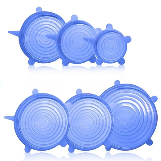 6 paquetes de tapas de silicona de estiramiento, BPA Free Food ...