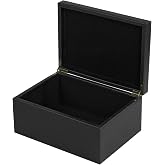 HofferRuffer Faux Leather Decorative Box, Large Wooden Structure Keepsake Box Accessory Organizer Jewelry Organizer with Hinged Lid, Storage Container for Home or Office (Black)