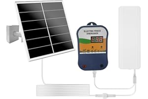 VUEBEE Solar Electric Fence Charger, 1.5J 12kV Fence Energizer with Voltage Display, 20W Solar Panel & 24000mAh Battery for Livestock, Poultry, Horses & Garden Protection
