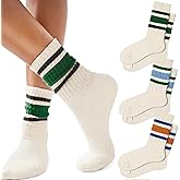 Fszsaa Fun Novelty Retro Striped Crew Socks For Women Sporty Calf Casual Cotton Tube Socks Women