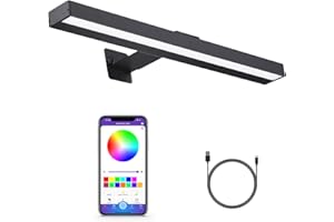 VIGMOJ Wireless Picture Light, 16" Metal Rechargeable Painting Light Display Lamp with APP Music Sync Multi Dynamic Modes Dartboard, Timer Dimmable Artwork Light for Frame Portrait, Black