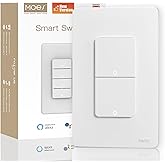 MOES Smart Double Light Switches, 2nd Generation Wi-Fi 2 Gang Single Pole Switch, Netural Wire Required, Inteligente Switch C