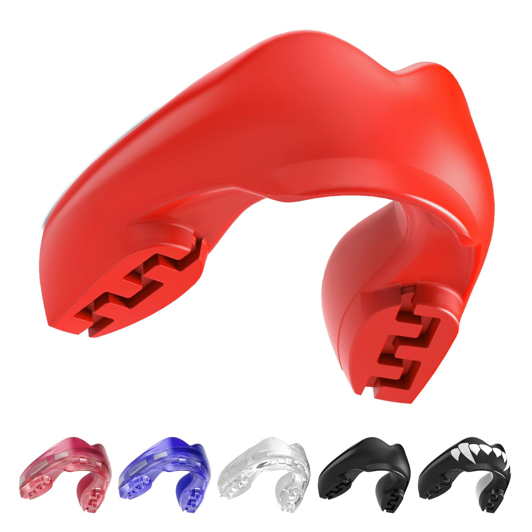 SafeJawz Mouthguard for Braces, One Size Re-mouldable Gum Shield with Case for Boxing, MMA, Rugby, Martial Arts, Judo, Karate, Hockey and All Contact Sports (Red)