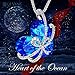 QIANSE Mother's Day Necklace Gifts Heart of Ocean Necklace Pendant Necklaces for Women Jewelry Gift for Birthday Girlfriend Wife Sapphire Crystal Birthstone Anniversary Necklace Gifts for Her