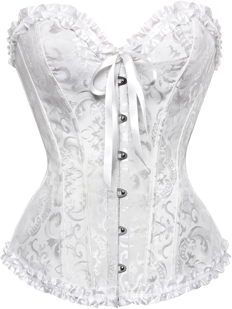 frawirshau Women's Lace Up Boned Overbust Corset Bustier Lingerie Bodyshaper Top at  Women’s Clothing store