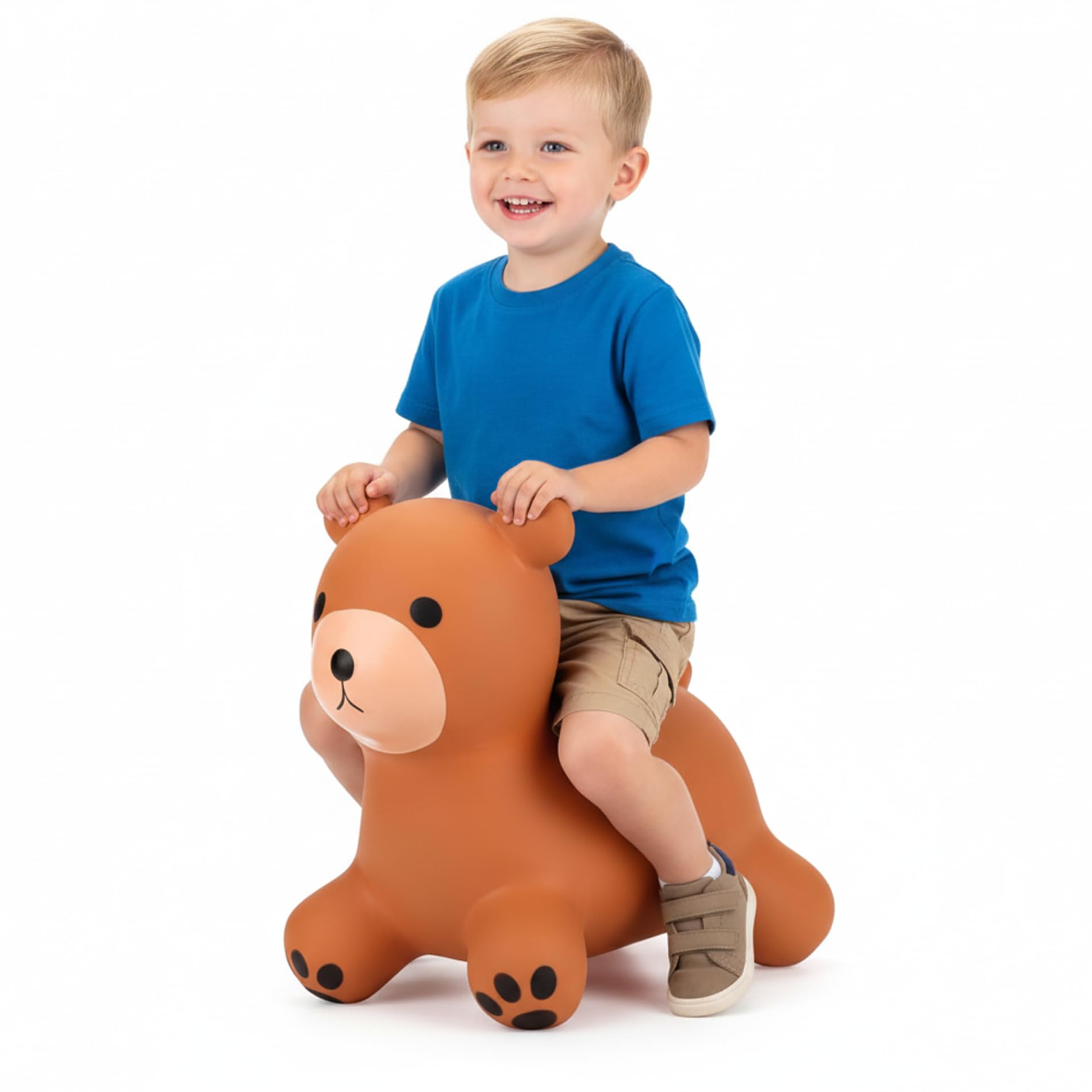 Curvaso Animal Bouncy Hopper with Pump for Kids Inflatable Ride-On Toys Gift, Indoor & Outdoor, Brown Bear