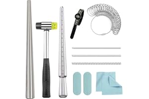 EJOQSON Ring Sizer Measuring Tool Ring Mandrel Metal Ring Sizing Kit Ring Size Measurer Ring Shaper to Fix Bent Rings Reshaper Tool Women Mens Ring Sizers Fixer Repair Kit Jewelry Mandrel and Mallet