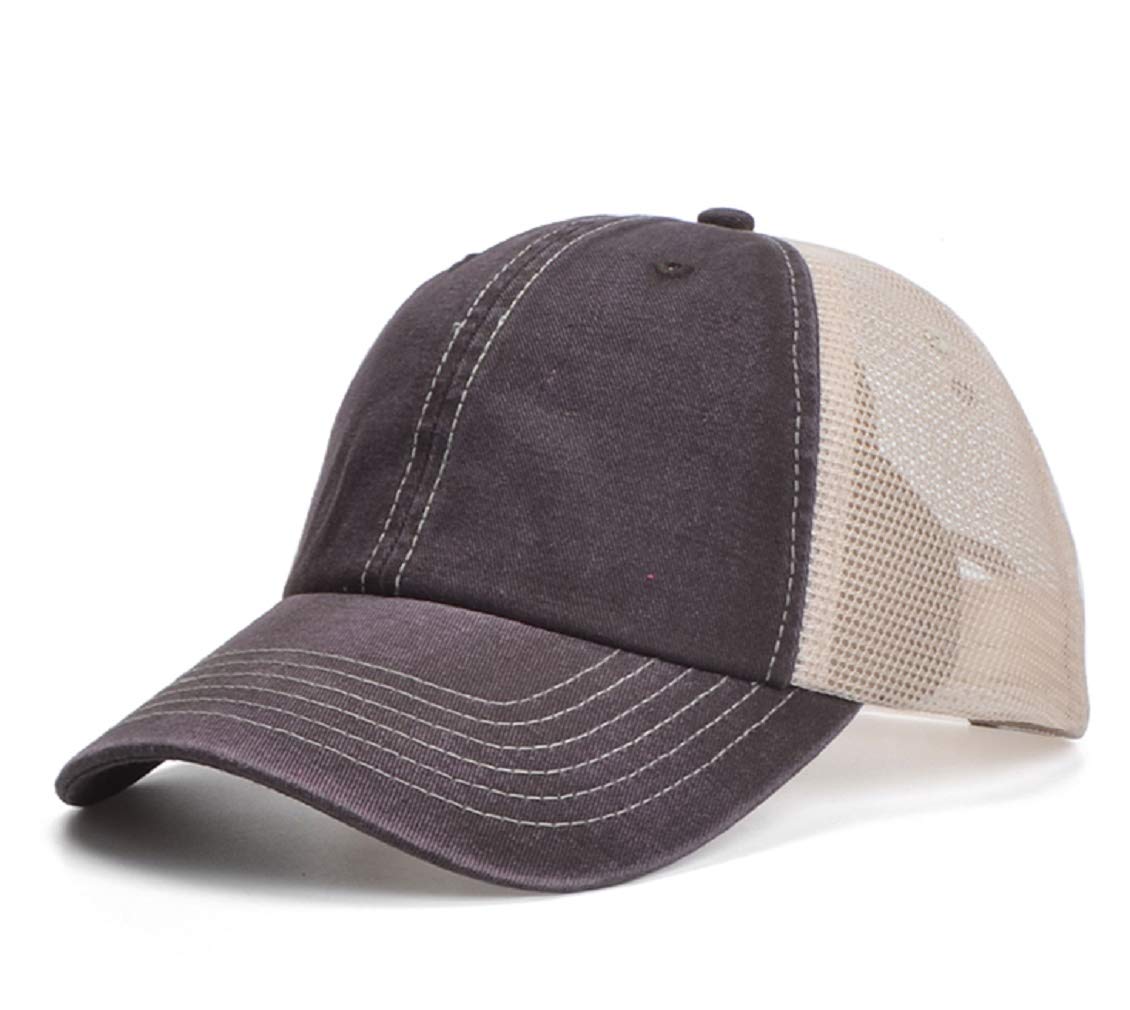 Decentron Mens Vintage Mesh Trucker Hat Outdoor Adjustable Baseball Cap Clean Up Snapback Cap (Dark Grey)