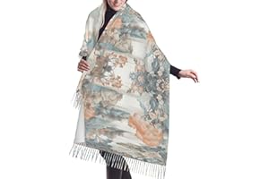 LZQPOEAS Asian Ink Landscapes Scarf Cashmerette Long Shawl and Wraps, Small BlanketWomen's Fashion Scarves with Tassels,