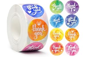 BOLDPIN Thank You Stickers 500PCS Labels for Small Business 8 Watercolor Designs,Thank You for Your Order Sealing Stickers Decoration,Thank You for Your Purchase Sticker Label