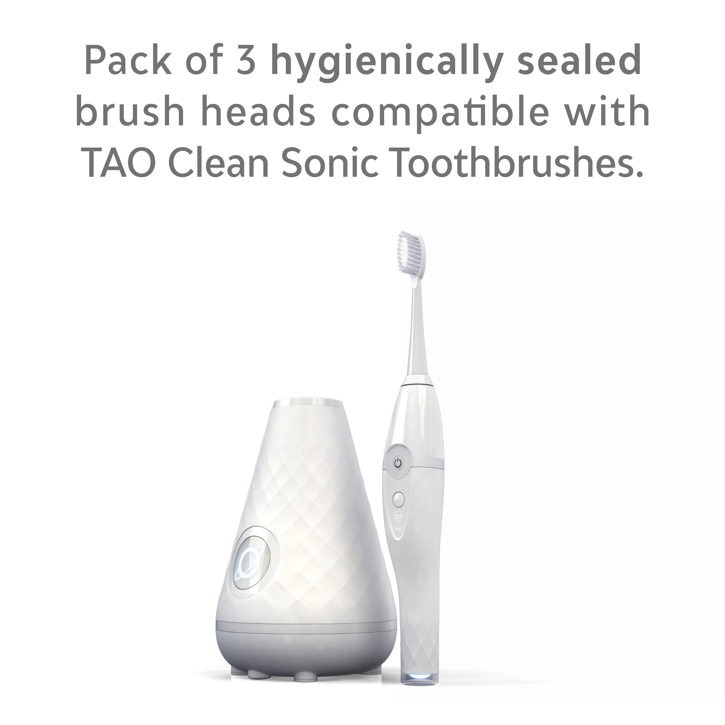 TAO Clean Sonic Electric Toothbrush Replacement Heads (3-Pack) – Replacement Heads for the TAO Clean Electric Toothbrush and Docking Station, White