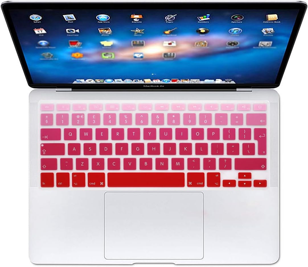MMDW EU/UK Silicone Keyboard Cover for Macbook Pro 13 Inch,15 Inch (with or without Retina Display,2015 or Older Version) for Macbook Old Air 13 Inch,Ombre Red - Image 4