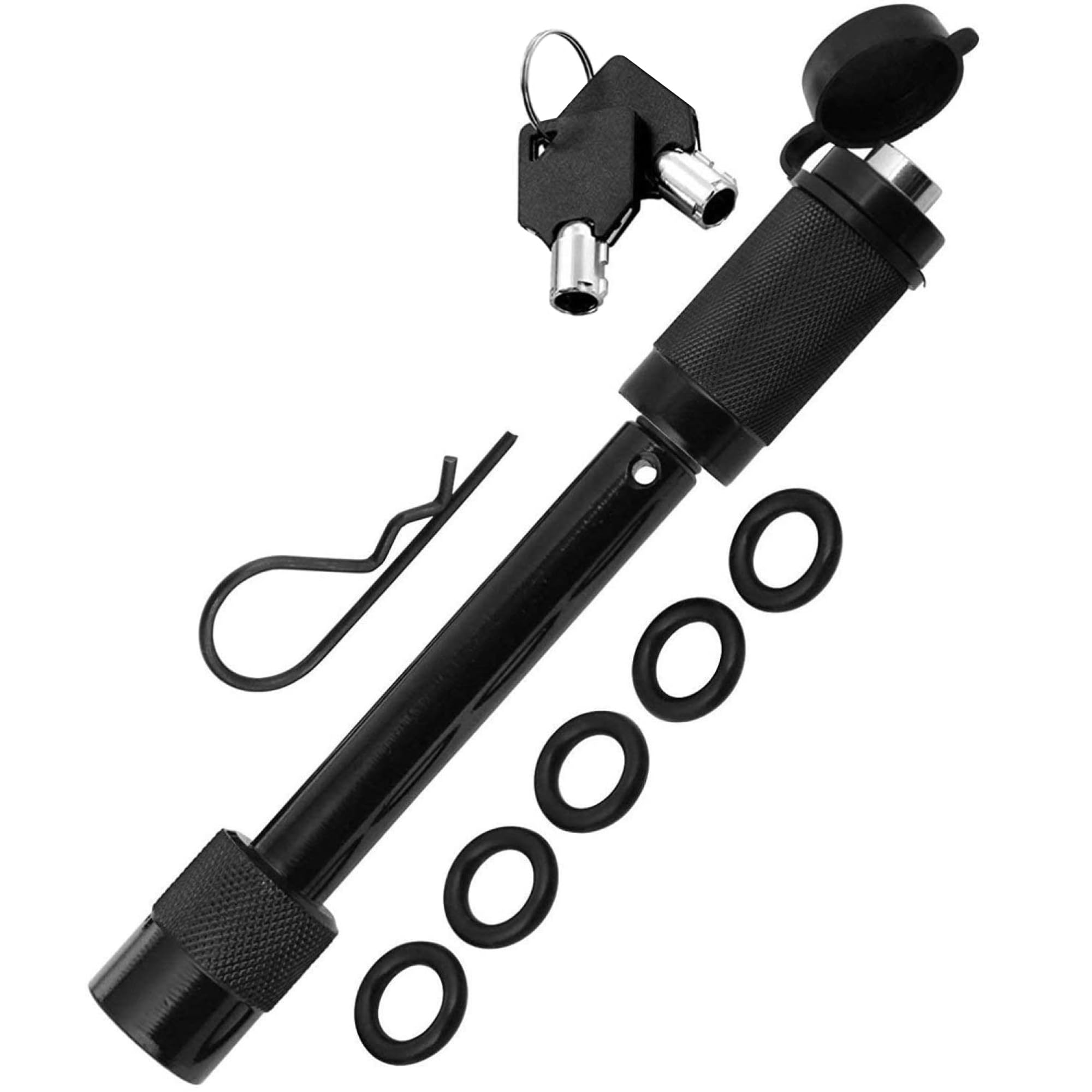 Photo 1 of Motormic Trailer Hitch Lock - 5/8" Extra Long Black Pin with One Locking System - 1 Safety Clip, 5 Anti Rattle O-Rings - Tow receivers 2" and 2.5 inch (Class III,IV,V)
