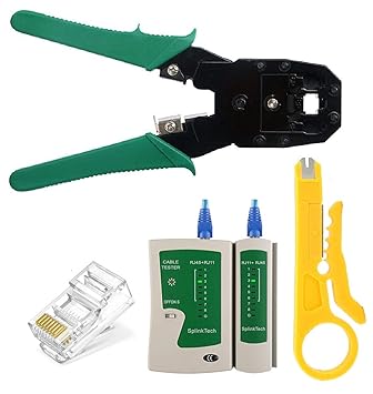 FEDUS Cable Tester RJ45 Tool kit Crimping Tool 100 pcs RJ45 CAT5 Connectors, Network Wire Stripper