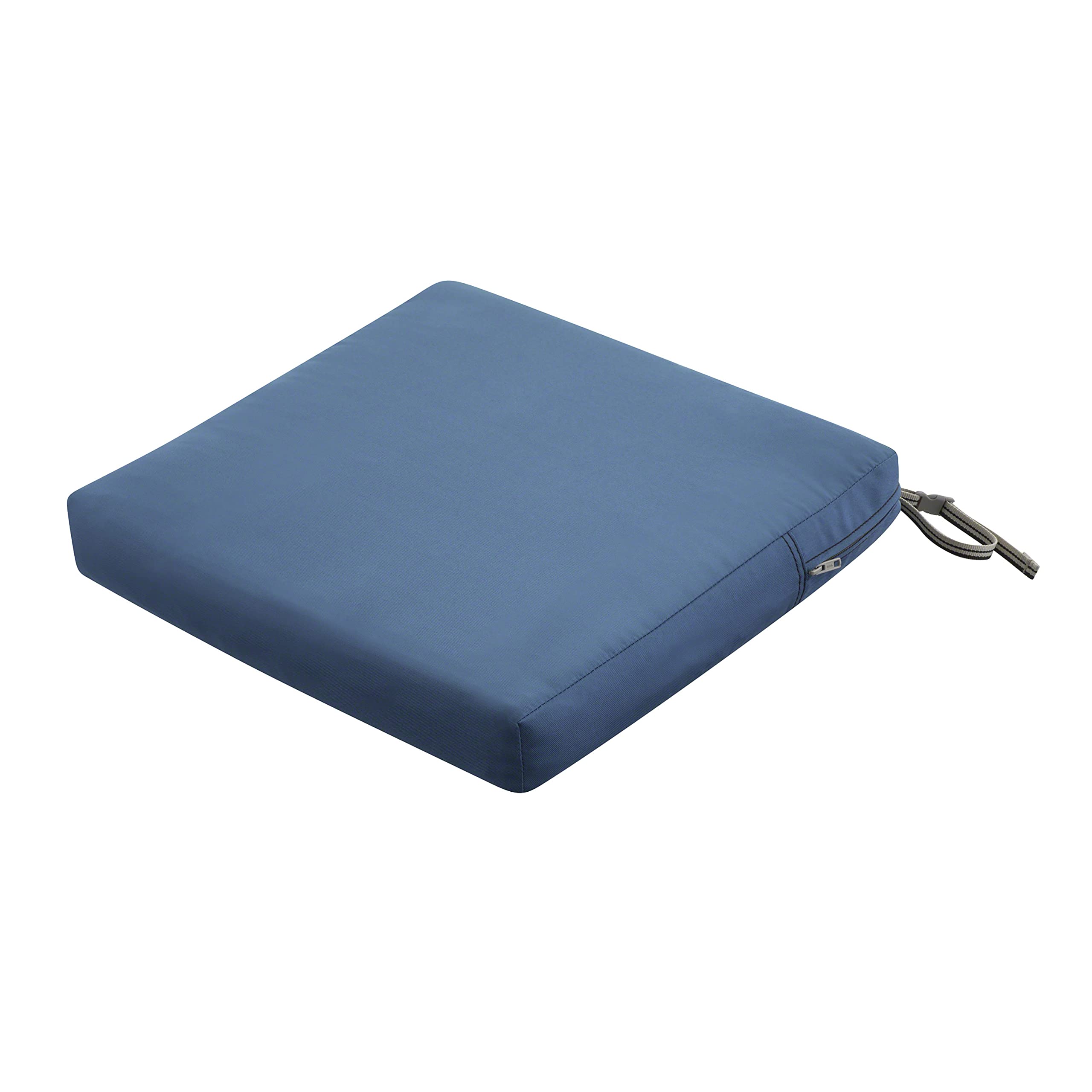 Classic Accessories Ravenna Water-Resistant 21 x 21 x 3 Inch Patio Seat Cushion, Empire Blue, Chair Seat Cushion