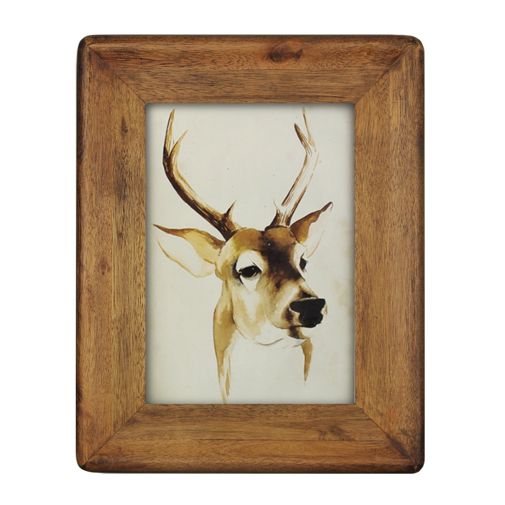 icheesday Photo Frame 7x5 Inch Brown,Vintage Wood Picture Frame 13 x18 cm with Glass Cover - Wall Hanging or Tabletop Standing - Vertical or Horizontal Display
