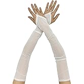 Gloritmo Women's Long Fingerless Sheer Gloves Over Elbow Mesh Tulle Glove for Bridal Wedding Opera Prom Party