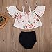 Kidsa 0-2T Baby Girls Summer Outfits Set Floral Off Shoulder Tank Tops + Black Short Pants,Black and White, 70(0-6 Months)