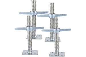 BGTLGIO Scaffold 12" Adjustable Leveling Galvanized Screw Jack with Base Plate, 4 Pack