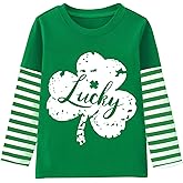 Toddler Boy Girl St Patricks Day Shirts Lucky Clover Long Sleeve T-Shirt Kids Shamrock Irish Green Tee Tops