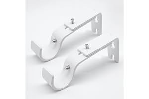 ZTLAB Curtain Rod Brackets Adjustable, 2 Pack Premium Rod Brackets for Wall, Curtain Rod Holder, Drapery Rod Holders Hardware Window Curtain Rod Support Hanger for 1 Inch Rod, White