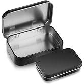 Ouligay Black Metal Rectangular Empty Hinged Tins Metal Tin Box Small Tins with Lids for Storage Candies Jewelry Crafts