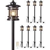 8 Pack Low Voltage Pathway Lights with G4 Bulbs, Seed Glass Shade, Aluminum | ORB Finish, Replaceable 4W 480LM 3000K Bulbs, ETL Listed Wire, IP65 12V AC/DC, with Connectors, for Yard, Garden, Walkway