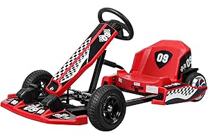pofluany Electric Go Kart 16MPH Kids Drift Go Kart 36V 350W Electric Drift Kart Car Length Adjustable Ride On Race Car for Kids, Max Load 187LBS w/Safety Belt & Slow Start Function Black