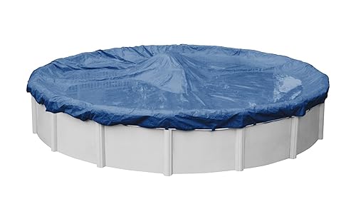Robelle 15 ft Professional Blue Winter Pool Cover for Above Ground Pools, 4 ft Overlap (19 ft Cover Size), Solid 12 x 12 Scrim, 3.7 oz/yd2, 15-Year Warranty, Style: 2715-4