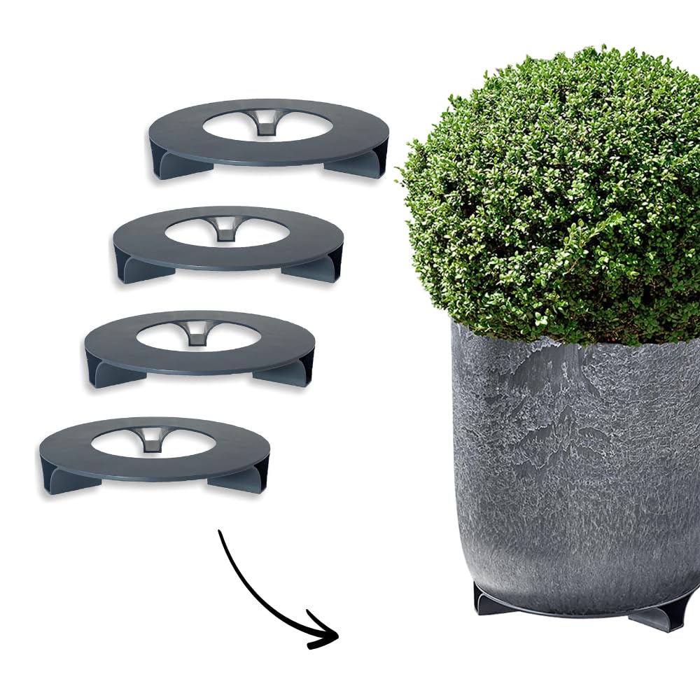 terraced® - Set of 4 - Flower Pot Saucers - Colour: Anthracite - Round - 27 cm Diameter - Saucer Flower Pot - Recycled Material - Made in Germany