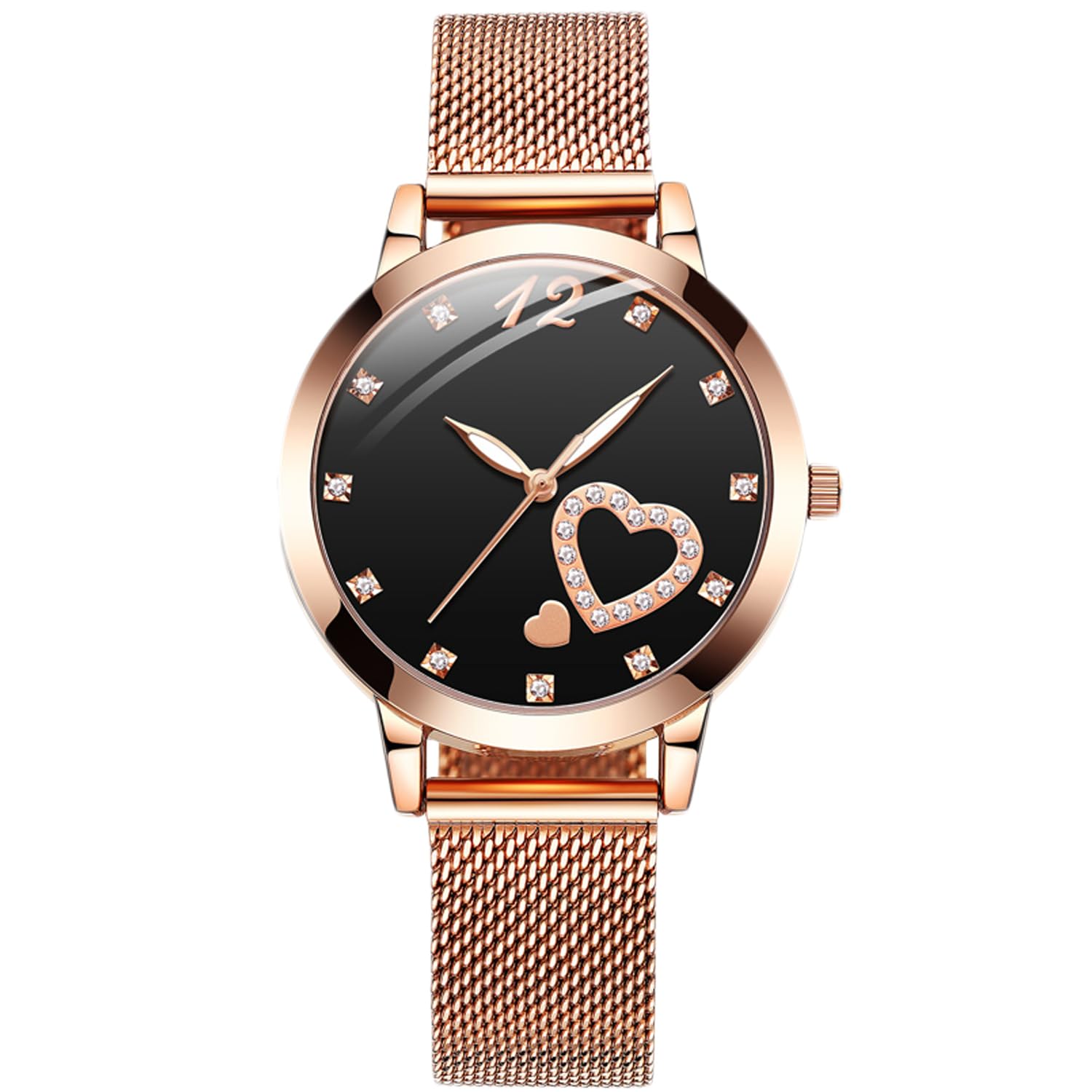 RORIOS Fashion Wrist Watches for Women Rose Gold Steel Strap Analogue Quartz Wristwatch Elegant Watches for Ladies Girls