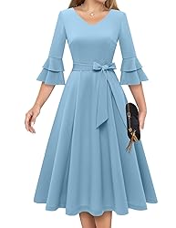 DRESSTELLS Light Baby Blue Dress for Women 2024