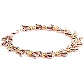Galaxy Gold GG 14k Solid Rose Gold Butterfly Bracelet with Garnets & Citrines