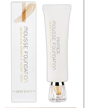 Swiss Beauty Primer Mousse Foundation Weightless Smooth and Velvet Touch Colour 01 (Natural Beige) 40 ml