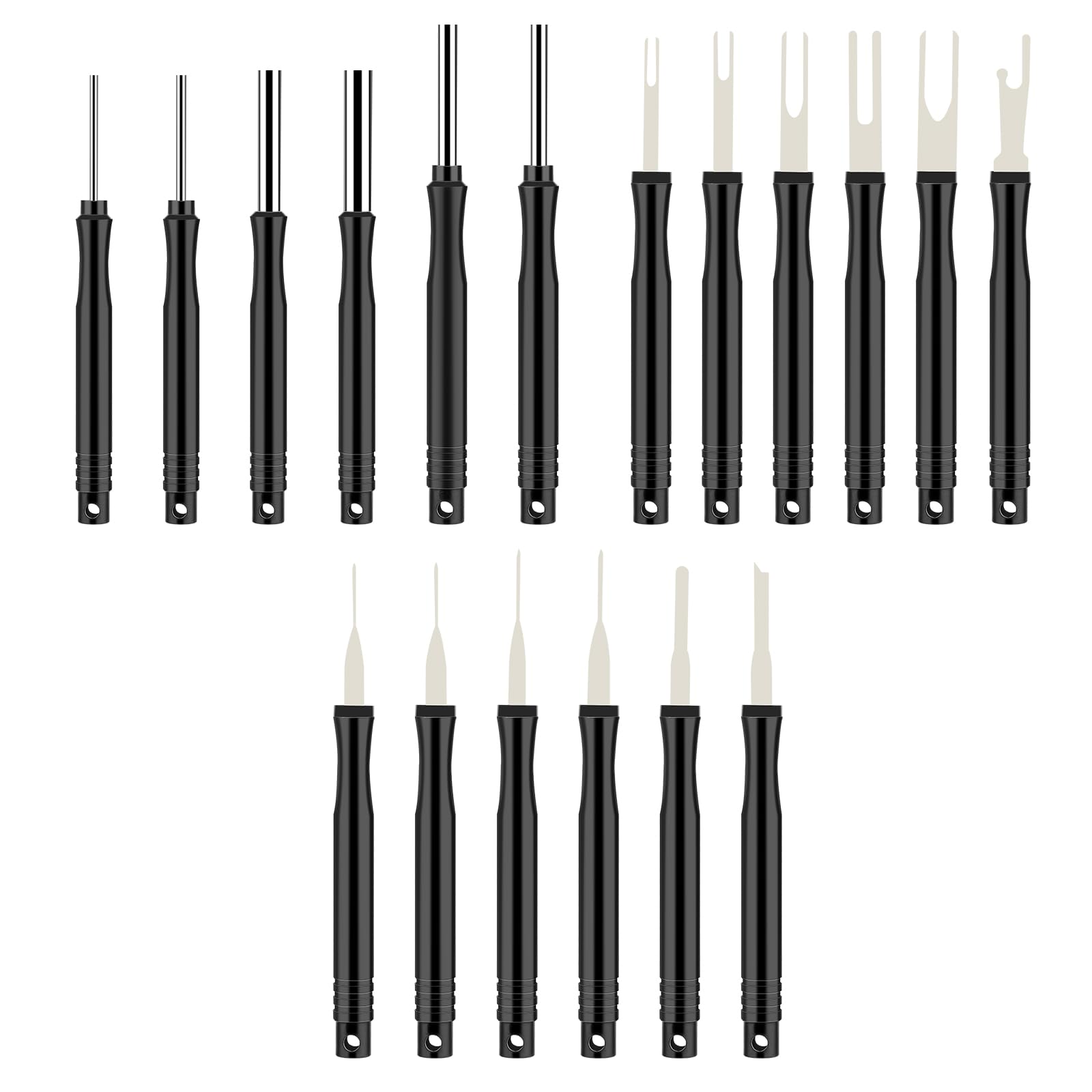 Grevosea Terminal Removal Tool Kit for Car, 18 Pieces Electrical Pin Removal Tool Kit Electrical Wire Connector Pin Release Extractor Tool Set for Most Connector Terminal Household Devices Black