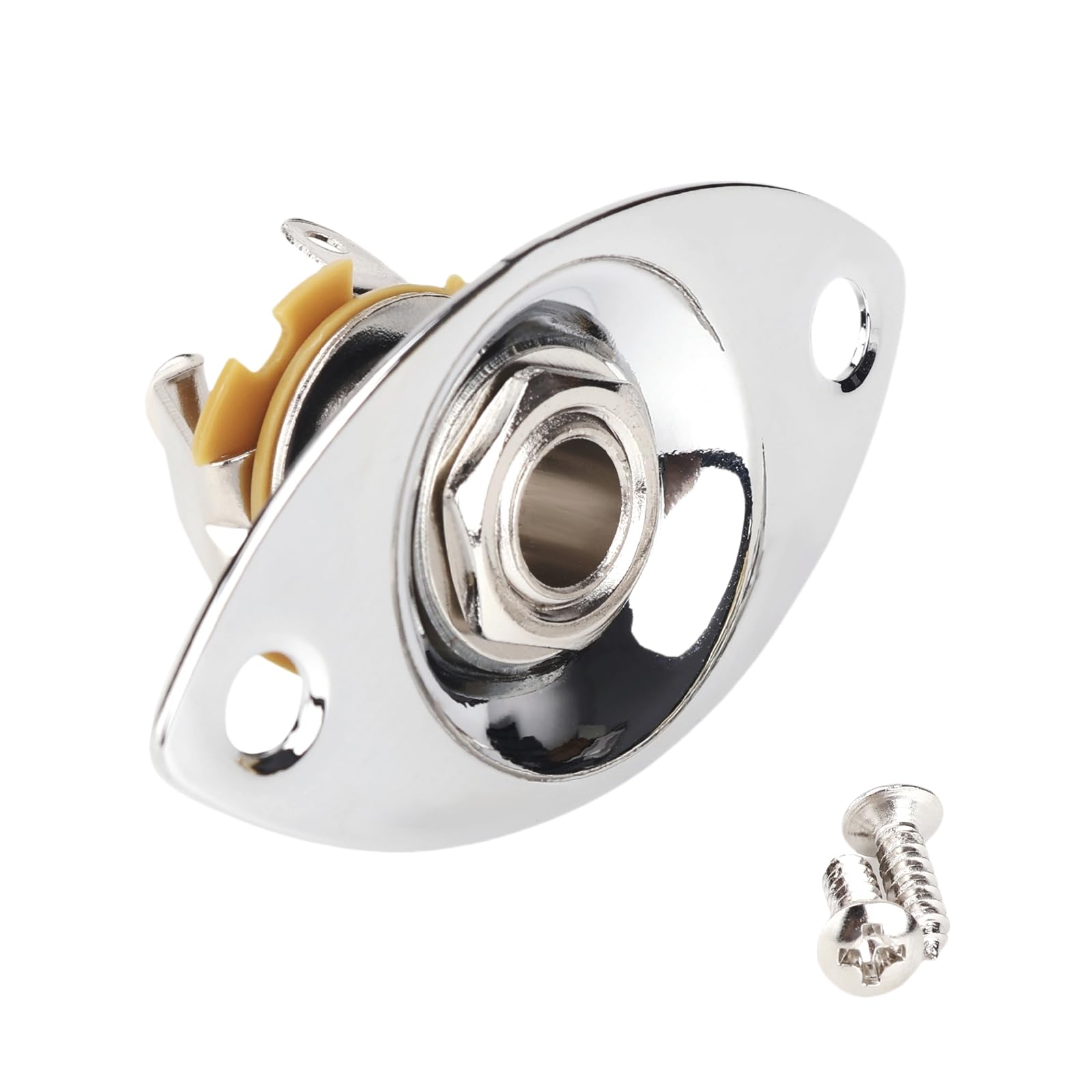Banworks 6.35mm (1/4") Elliptical Input Jack Oval Cat-Eye Electric Guitar Input Jack Output Jack Plate Socket with Screws for Super Strat ST Tele Electric Guitar Bass JT/CK-01 Chrome