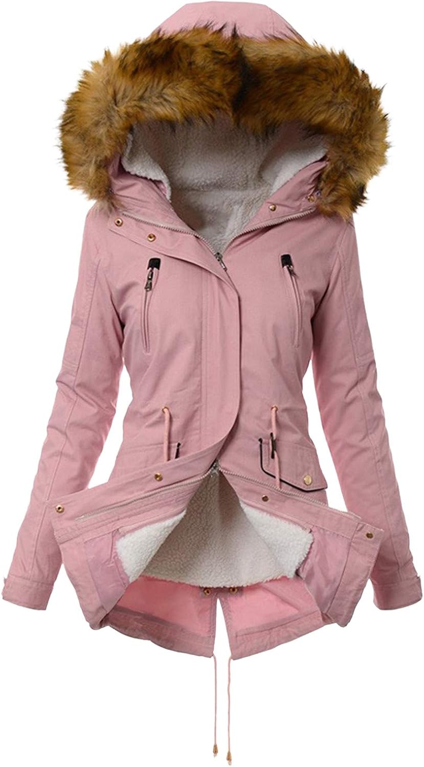Damen Winterparka Mit Fellkapuze - Langer Steppmantel, Übergangsjacke
