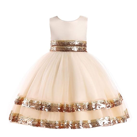 LPATTERN Kinder Mädchen Festkleid- Prinzessin Pailletten A-Linie Tüllkleid Abendkleid mit Glitzer Volant