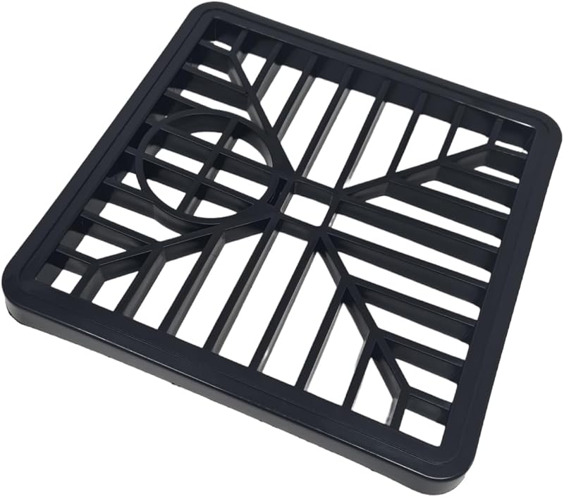 fiXte Square Gulley Grid Drain Cover 150mm x 150mm Black Heavy Duty PVC