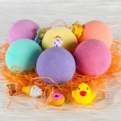Kids Bubble Bath Bombs with Surprise Toy Inside Fun Colorful Fizzy Bath Salt, Safe and Kids Friendly Bubble Bath Fizzy, Organic Natural Fruity Bath Ball, Perfect Gift Set F Birthday, Unisex, Kid
