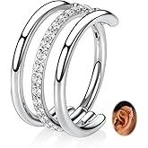 FUNLMO 316L Surgical Steel Conch Helix Piercing Jewelry Cartilage Hoop Earring Septum Ring Nose Ring Rook Lobe Daith Tragus Piercing Jewelry 16G Double/Triple Hoop