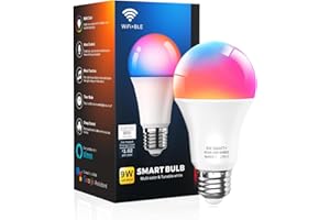 Luckystyle Smart LED Light Bulbs 1 Pack, 9W A19 WiFi Bluetooth Music Sync Color Changing RGBWW Lights Bulb,Work with Alexa, G