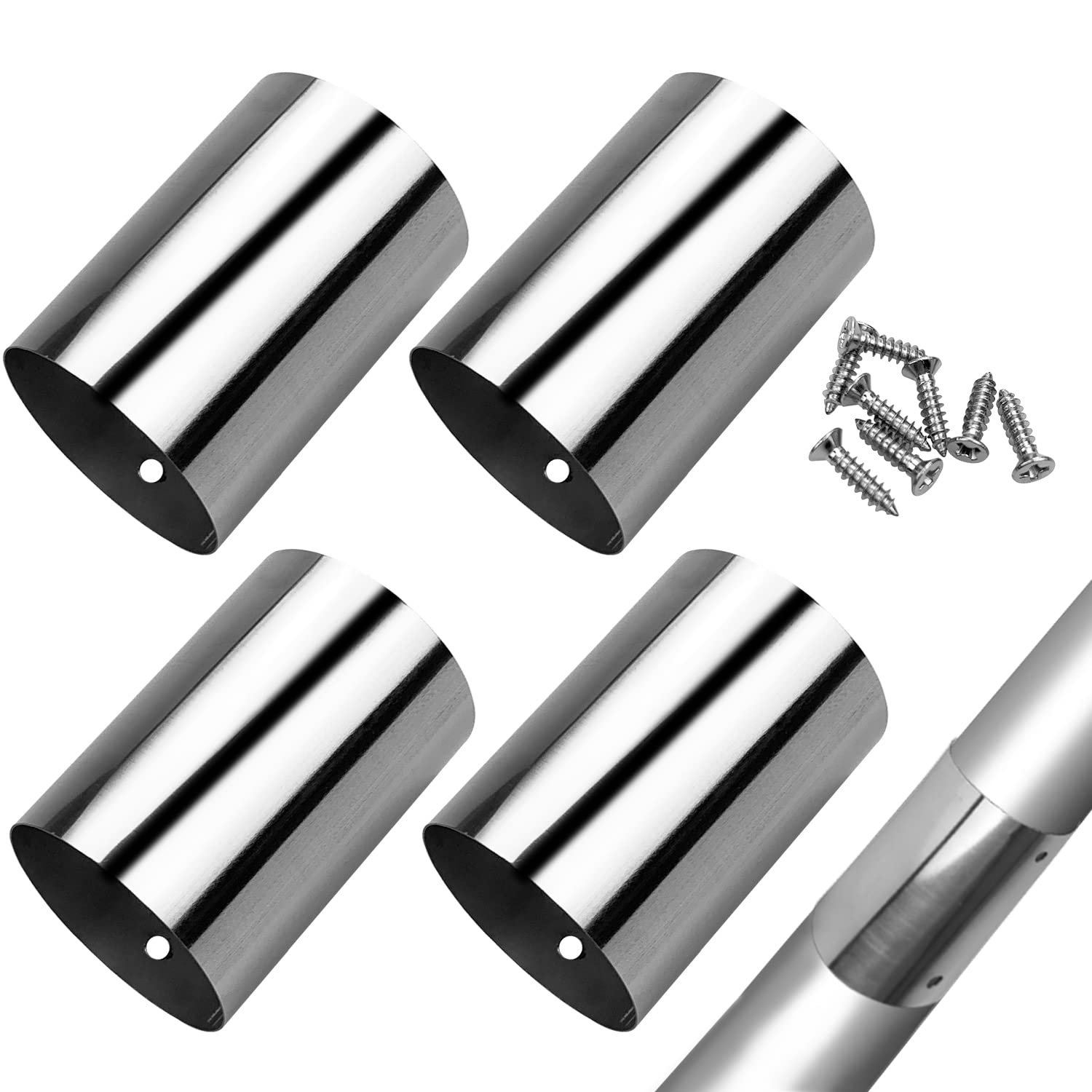 4Pcs 50mm Stair Handrail Connection Joint,Ultra-Thin 0.4mm Stainless Steel Expandable Handrail Joint，with 8Pcs Stainless Steel Screws