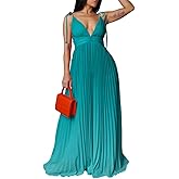 ZVO Women Maxi Dress Sexy Cocktail Party Long Dress Summer Loose Beach Dresses A-line Pleated Halter Dress